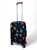 Чехол на чемодан 20", цвет чёрный/разноцветный, Самолетики