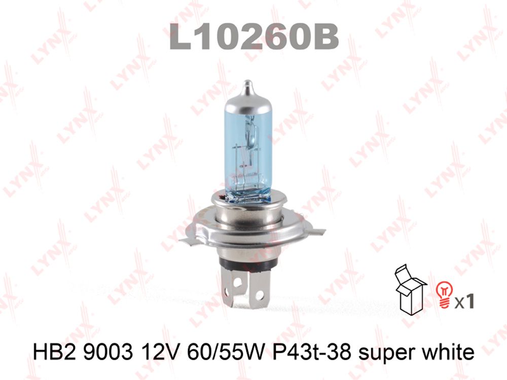 L10260B     HB2     Blue       12V60/55W   LYNX Лампа галогеновая