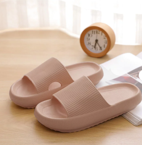 Шлепанцы в рубчик, бежевый