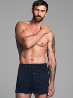 Принтованные хлопковые трусы-шорты (Размер: XL) (Цвет: темно-синий)