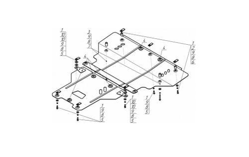 Защита картера Двигателя, КПП, Гидроусилителя. 2 мм, Сталь. для Audi A6 2011-2018 MOTODOR.00141