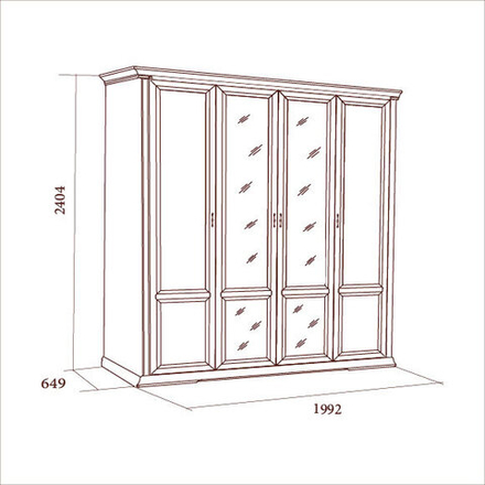 ЛОРЕНЦО Шкаф для одежды 4-х дверный (Дуб Сторсанд)