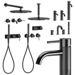 Верхний душ Gessi316, Ø355 мм, шарнирный для потолочного крепления, цвет Black Metal Brushed PVD