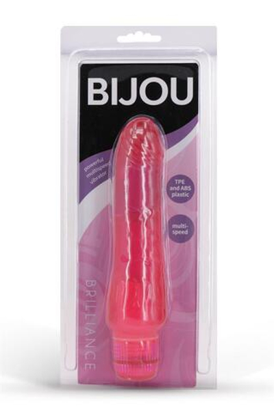 Розовый вибратор с богатым рельефом поверхности BRILLIANCE - 17 см. (Цвет: розовый)