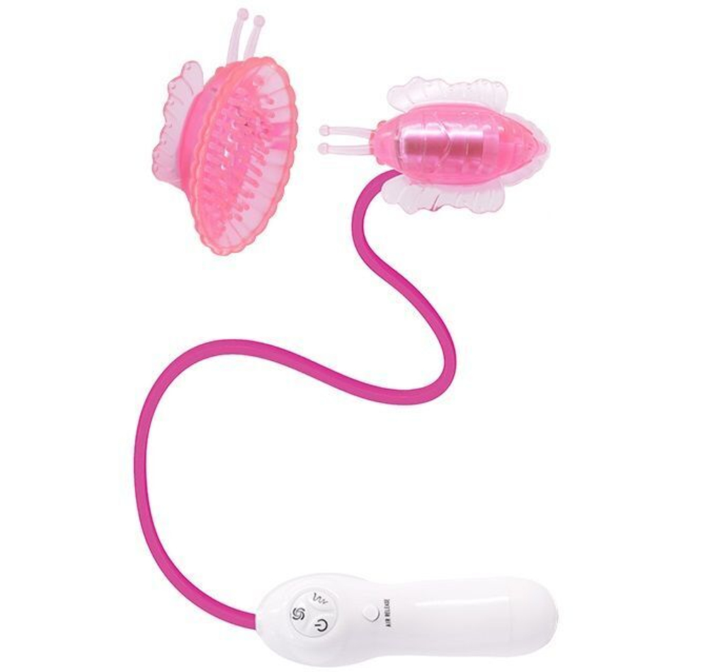 Розовая вибробукашка для клитора с вакуумным всасыванием (Цвет: розовый)