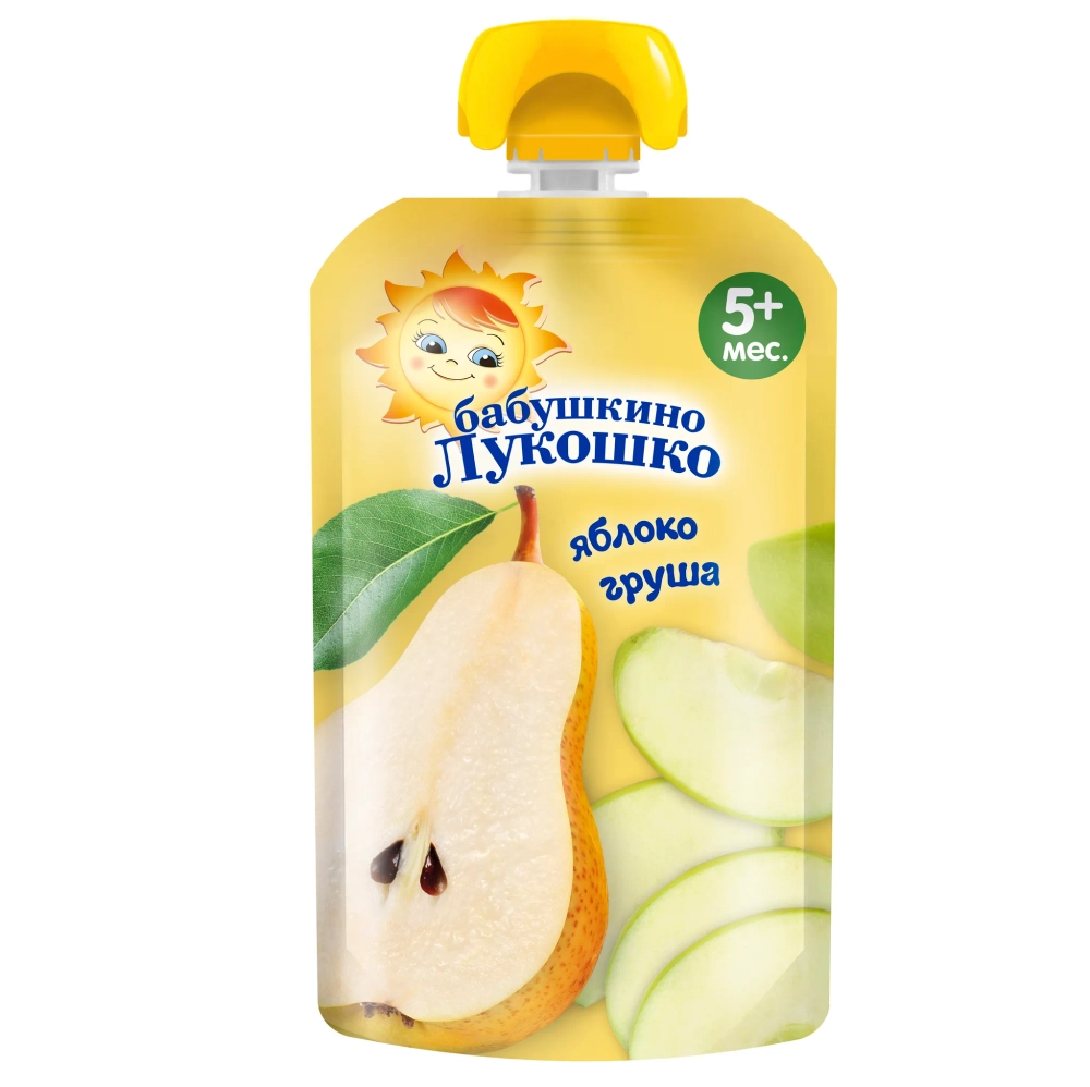 Пюре пауч Бабушкино лукошко Яблоко-груша с 5 мес 90 г