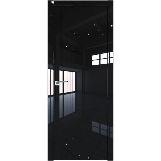Межкомнатная дверь глянцевая Profil Doors 42LK чёрный люкс с алюминиевым молдингом