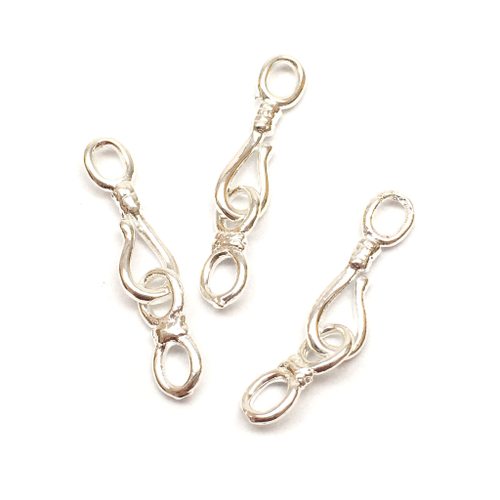 Замок крючок 22х4 мм, под серебро