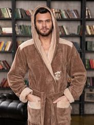 Халат мужской ANCHOR с капюшоном капучино/бежевый"Polens"
