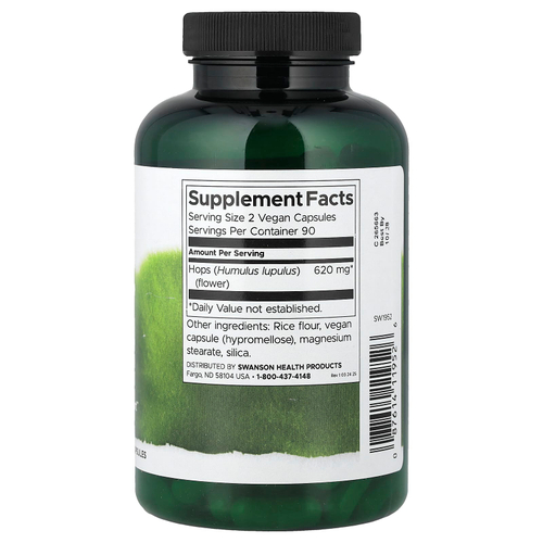 Swanson, Full Spectrum®, хмель, 180 веганских капсул (310 мг в 1 капсуле)