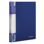 Папка с 30 вкладышами, Brauberg Стандарт, 600мкм, корешок 20мм с карманом, синяя