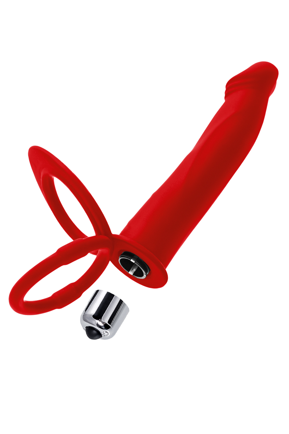 Насадка на пенис для двойного проникновения Black&Red by TOYFA, силикон, красная, 19 см