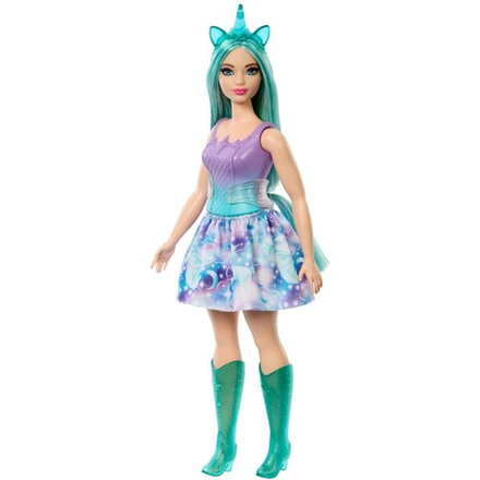 Barbie Fashionistas - Кукла Barbie Единорог в фиолетовом и бирюзовом наряде HRR15 / артикул   HRR12 HRR15  / GTIN 194735183722
