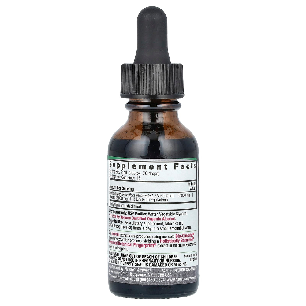 Nature's Answer, надземные части пассифлоры, жидкий экстракт, 2000 мг, 30 мл (1 жидк. унция)