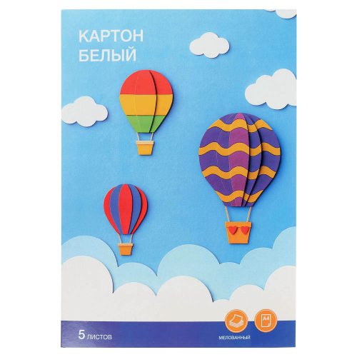 Картон белый ClipStudio А4, 5 л., мелованный, в карт. Папке