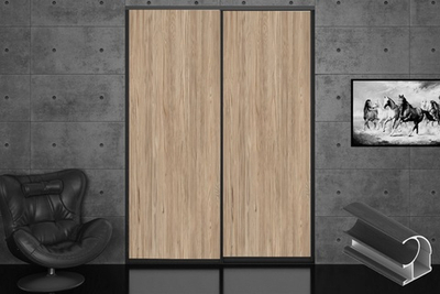 Дверь-купе 2650*600(700,800,900) мм, черный велюр, Каньон песчаный LAMARTY