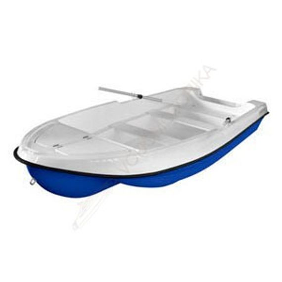 Лодка LAKER 410 пластиковая моторно-гребная ( низ голубой, верх белый )