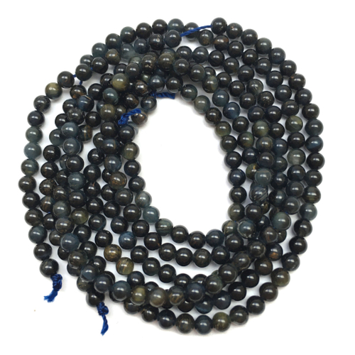 Соколиный глаз 3 мм, синие бусины - шарики (нить 39 см)