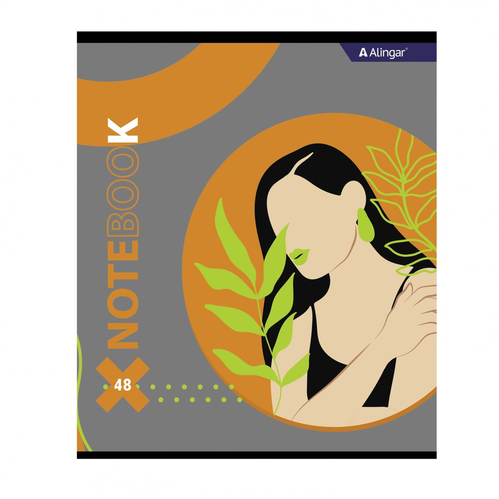 Тетрадь 48л., А5, клетка, Alingar "Леди", скрепка, мелованный картон (стандарт), блок офсет, 4 дизайна в пленке т/у