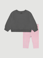 Комплект Mjölk Свитшот Steel Grey/Легинсы Клетка розовая
