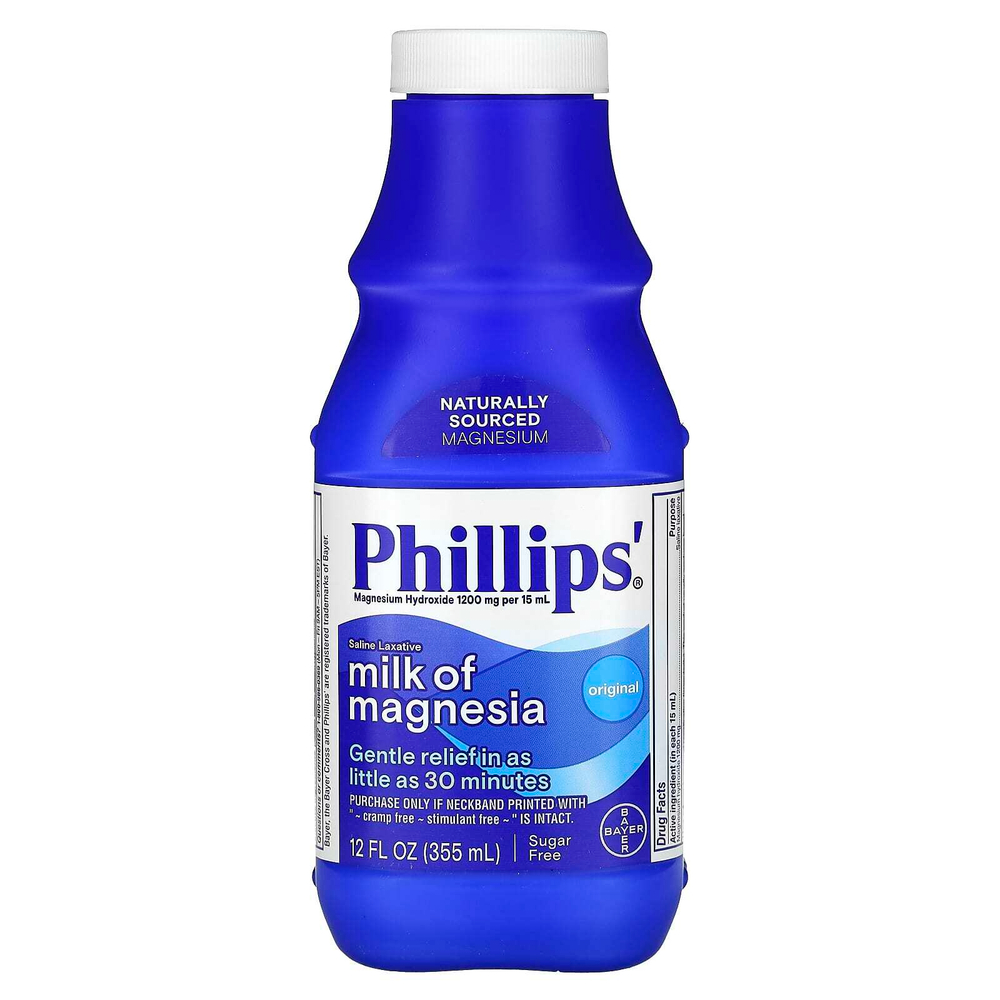 Phillip's, Натуральное магнезиальное молоко, солевое слабительное средство, классический вкус, 355 мл (12 жидк. унций)