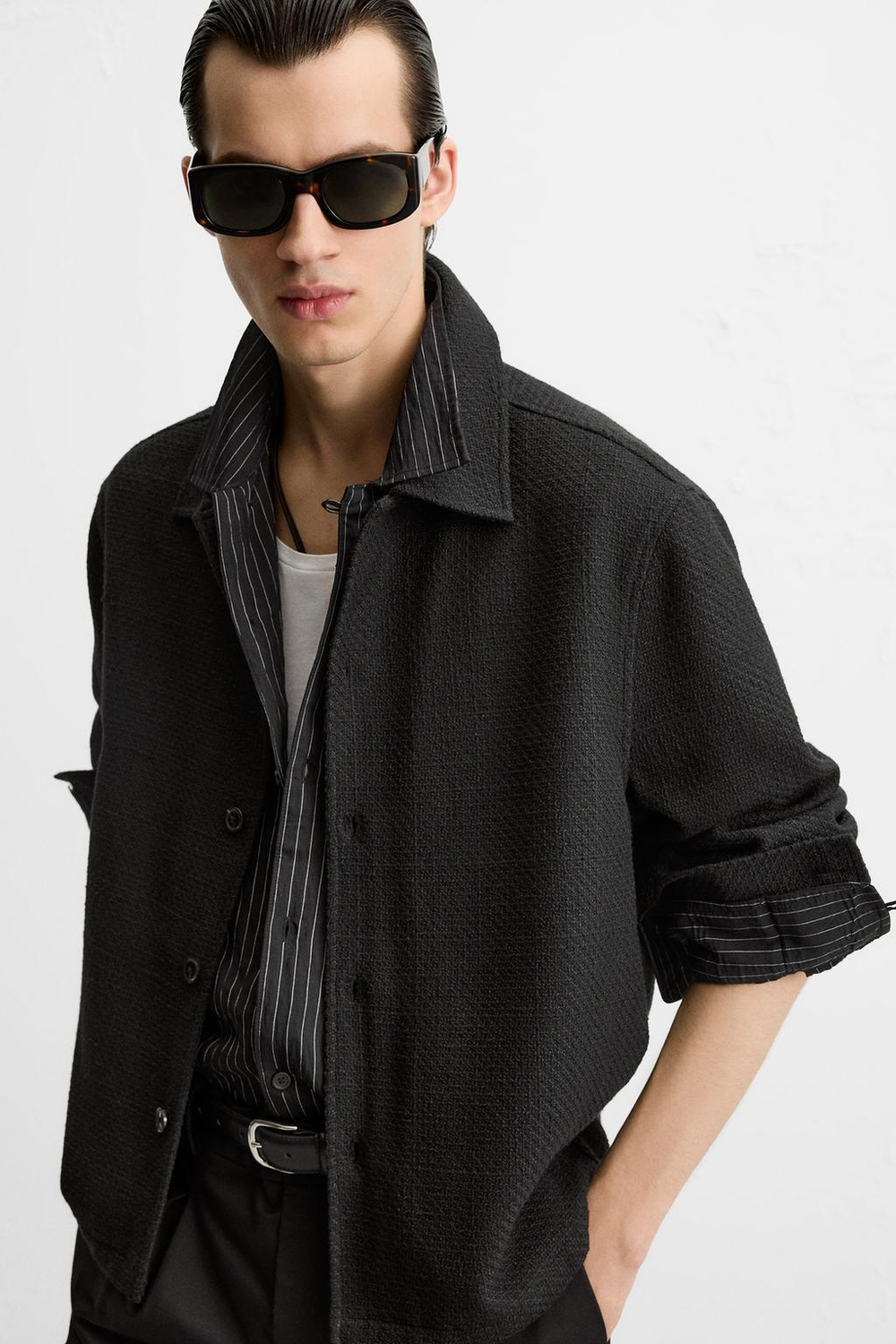 Куртка-рубашка regular fit из рельефной ткани