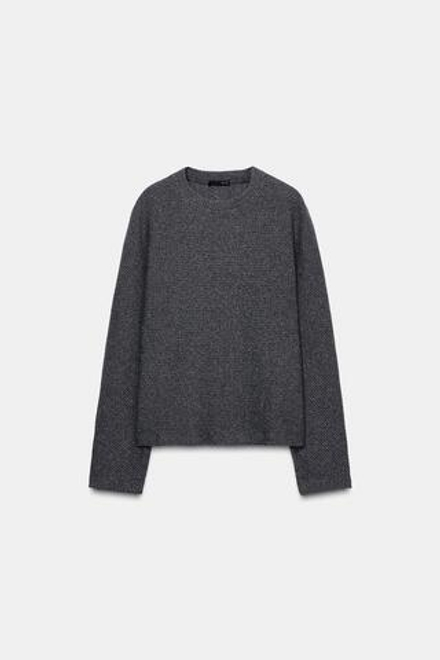 ZARA МЯГКАЯ ТОЛСТОВКА С ДЛИННЫМ РУКАВОМ, СЕРЫЙ МЕЛАНЖ