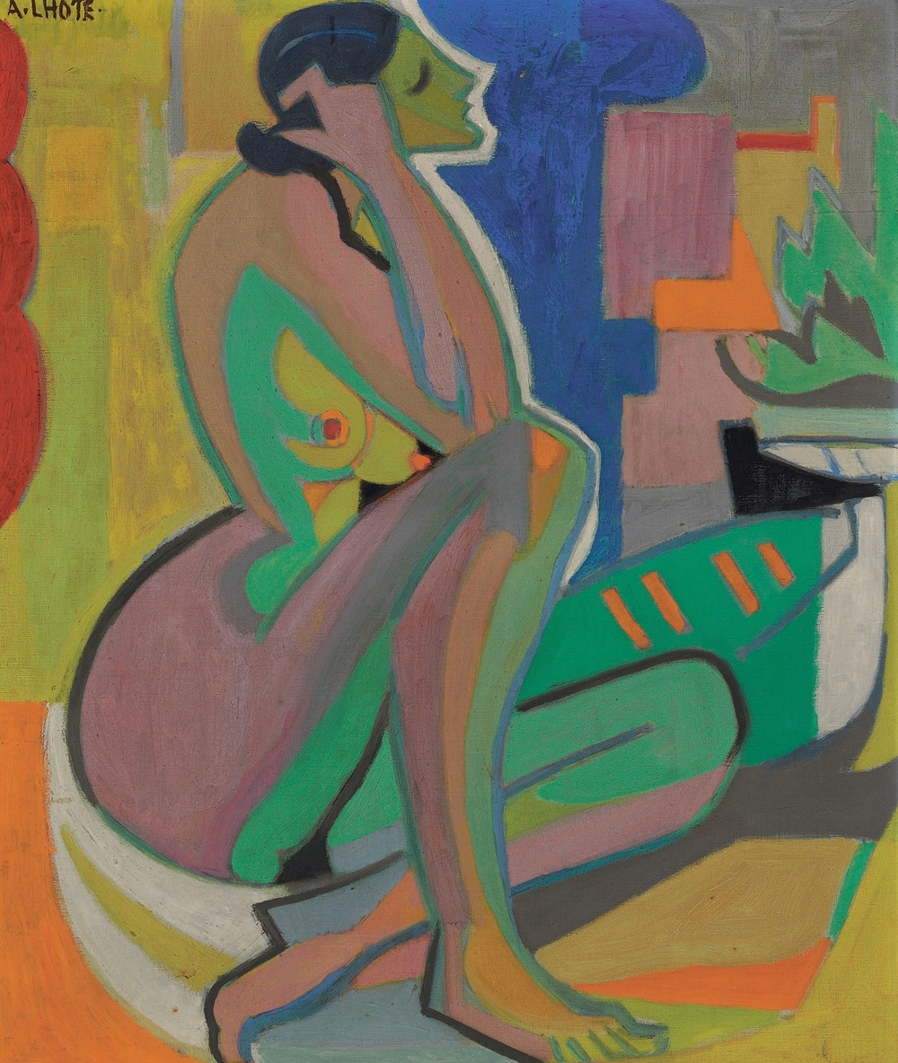 Андре Лот. Сидящая женщина (Femme assise). 54.6 x 45.7. Холст, масло. Частное собрание.
