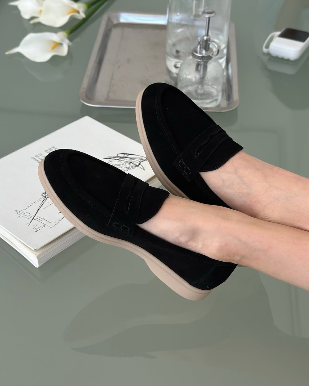 Лоферы из натуральной замши