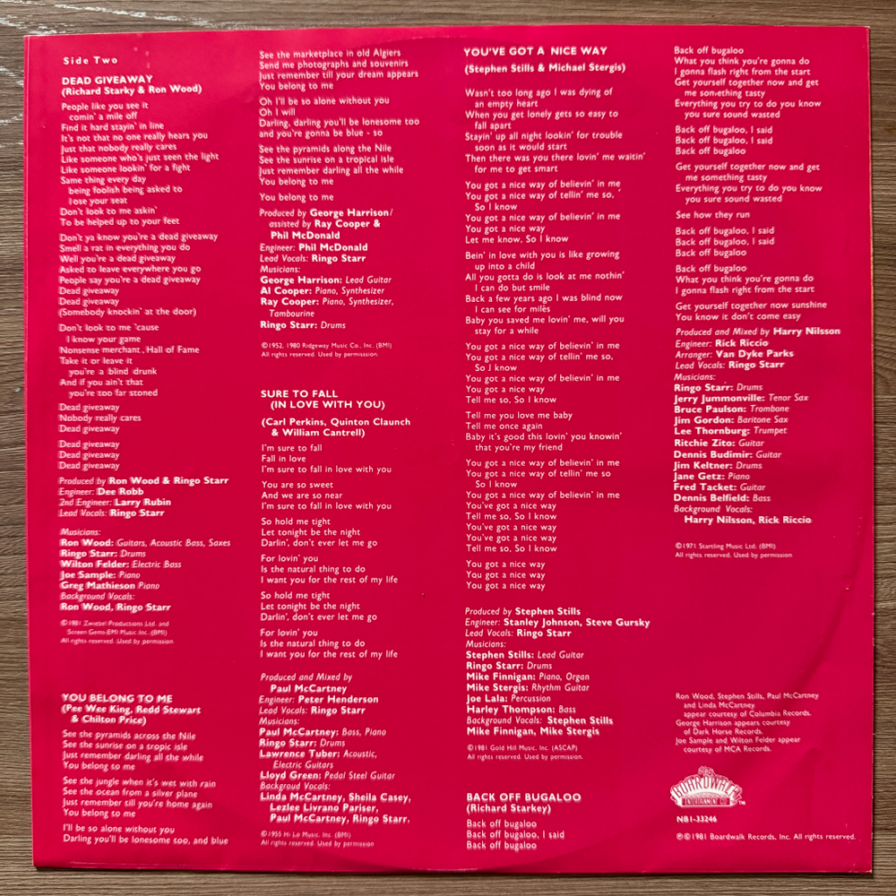 Ringo Starr ‎– Stop And Smell The Roses (Швеция 1981г.)Т