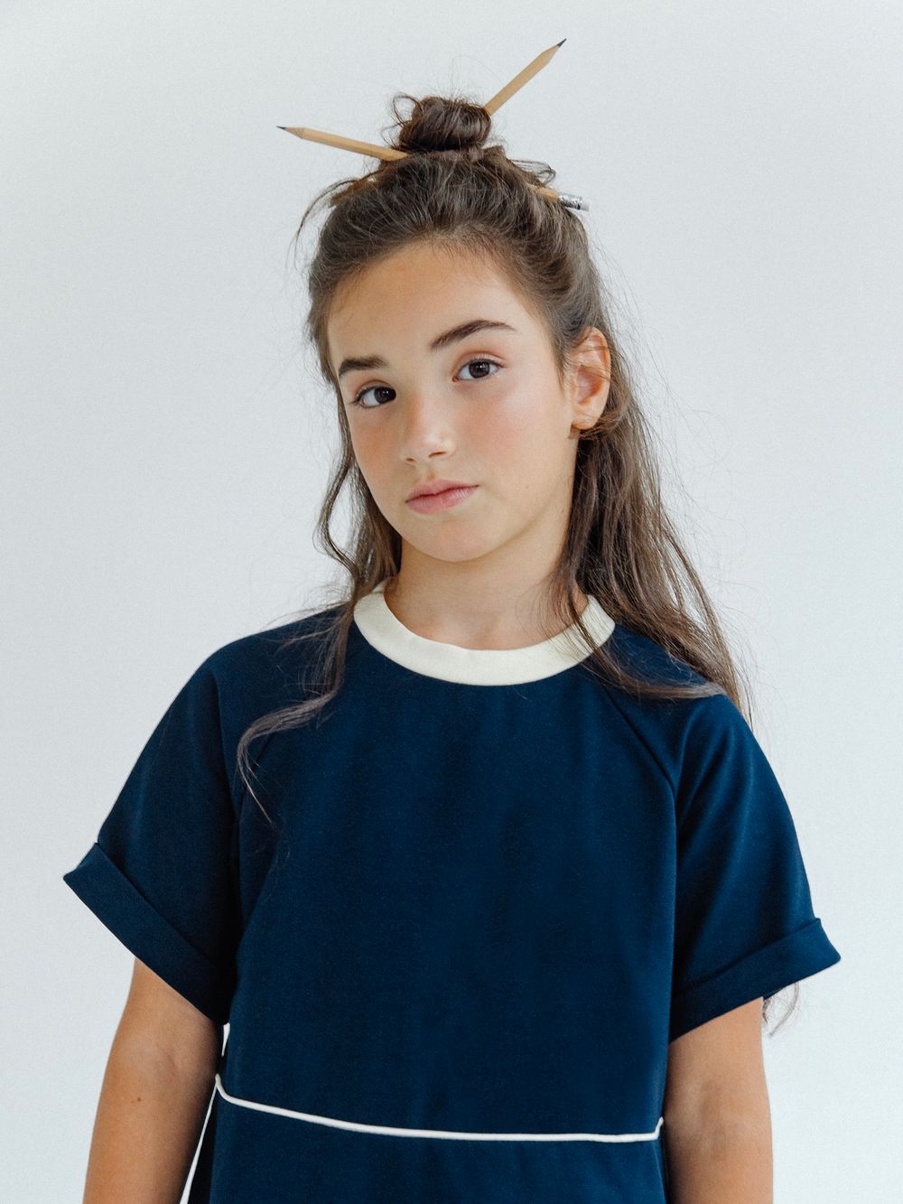 Школьное платье платье из хлопка синего цвета