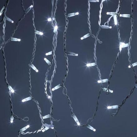 Гирлянда светодиодная "Бахрома" 2х0.7м 100LED холод. бел. IP65 220В бел. мерцание провод бел. каучук (без шнура питания) Эра Б0051890