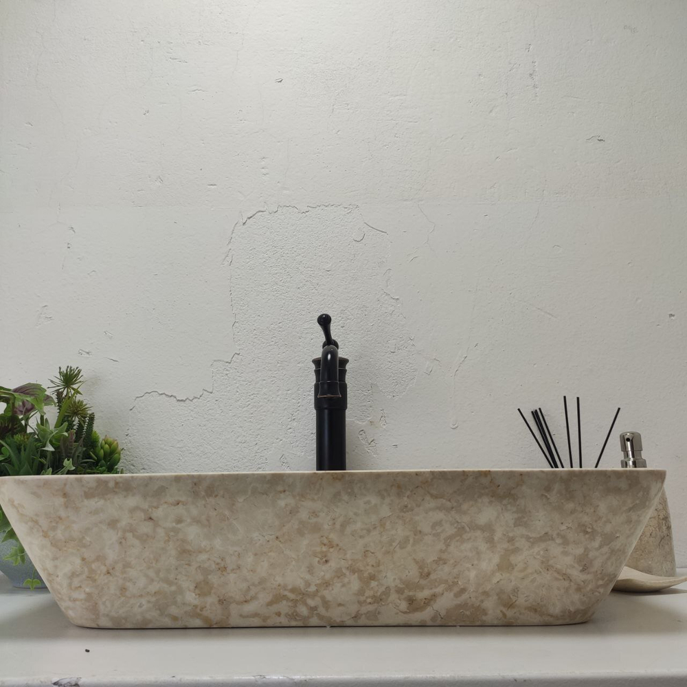 Раковина из мрамора Rectangle Big Cream SM-61588 60*40*13