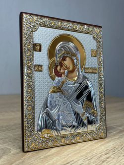 Владимирская БМ, икона прямоугольная без рамки, красное дерево 120х160