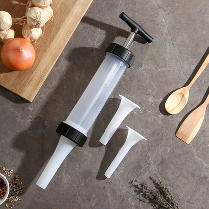 Ручной шприц для колбас пластиковый, пластиковая ручка 400 мл, + насадки 3 шт