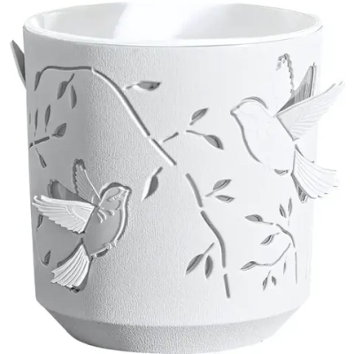 Кашпо для цветов пластиковое 1,25л d-13см «Колибри» Белый/Белый