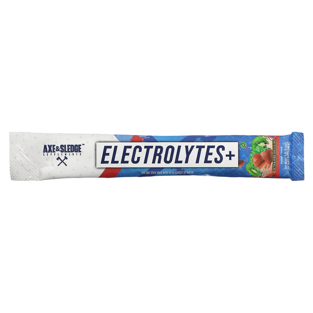 Axe & Sledge Supplements, Electrolytes+, клубника и киви, 24 пакетика по 8,2 г (0,29 унции)