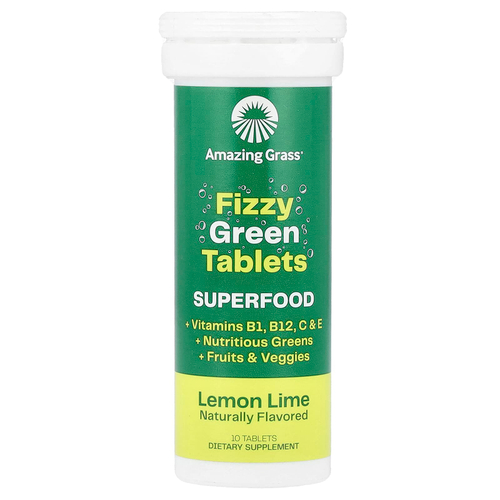 Amazing Grass, Fizzy Green Tablets, Superfood, лимон и лайм, 10 таблеток