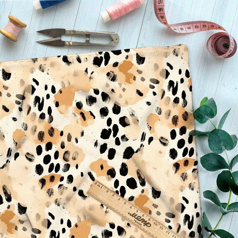 Ткань премиум дюспо черные пятна на розовом