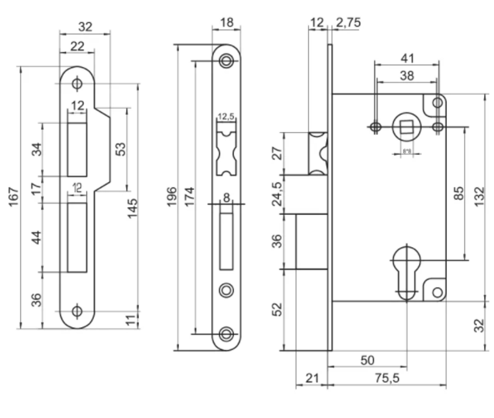 Корпус замка 285 SB