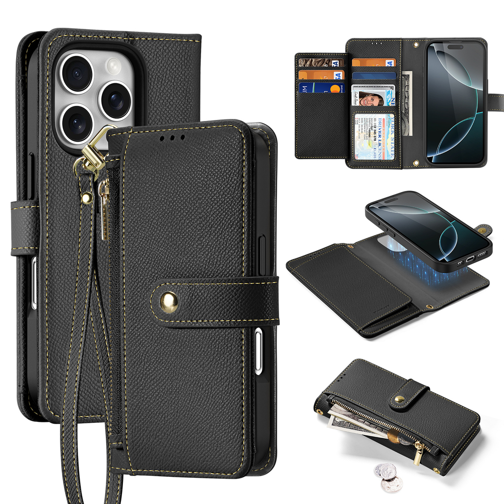 Чехол кошелек с MagSafe из TPU кожи от Dux Ducis для смартфона iPhone 16 Pro, серия Lawa Series Case