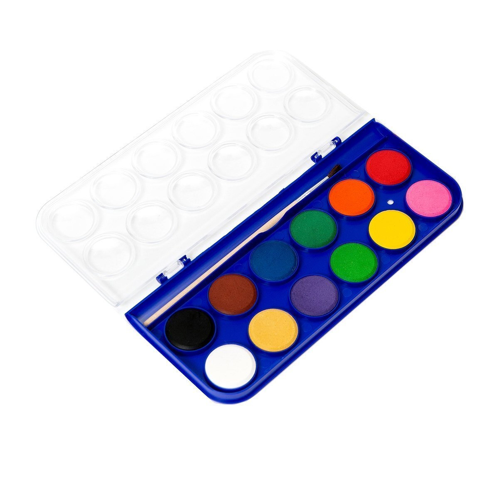 Акварель Yalong меловая 12 цветов, "Animal" с кистью, пластик. упаковка.