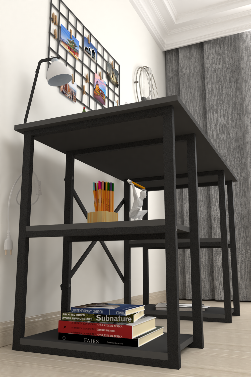 Стол рабочий с 4 полками 120х60 - антрацит