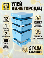 Улей ППУ Нижегородец 12 рамок Комплект 1 корпус Дадан + 2 Магазина