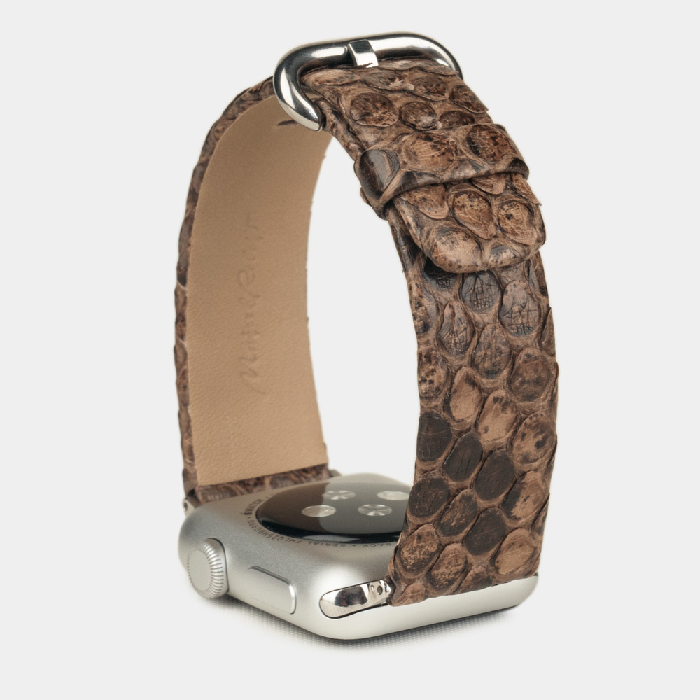 Ремешок для Apple Watch 44/45/46 mm из кожи питона, бежевого цвета