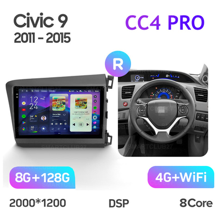 Teyes CC4 Pro 9" для Honda Civic 9 2011-2015 (прав)