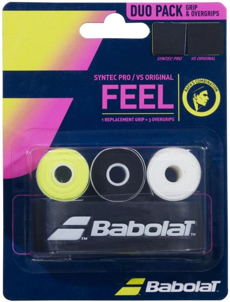 Теннисные намотки Babolat Feel DUO Pack RAFA Syntec Pro x1 + VS Original x3 - черный