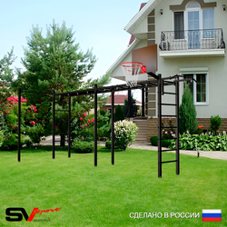 Уличная шведская стенка Sv Sport рукоход х 2 с комплектом турник прямой У50522К (Турник/Щит баскет)