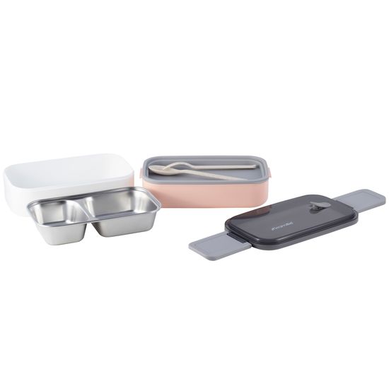 Ланч бокс двойной 1400 мл. Kamille KM 2134 пластик, нержавеющая сталь