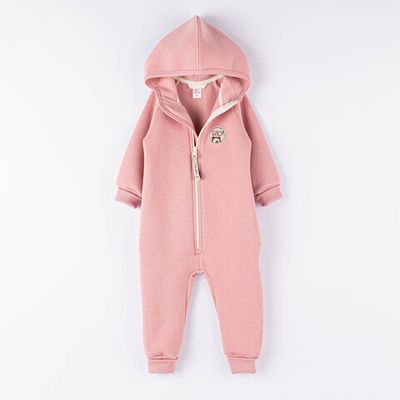 Warm hooded jumpsuit with flap - Peach